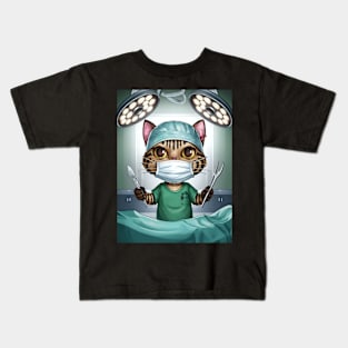 Cute cat as a surgeon Kids T-Shirt